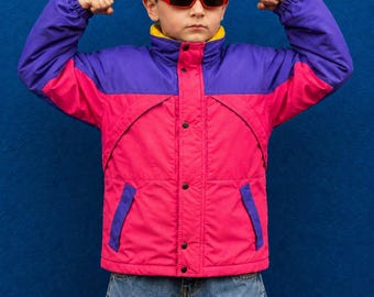 Retro windjack uit de jaren 90 met kleurvlakken, handgemaakte rave streetwear-jas