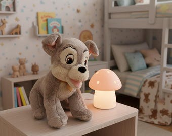 Dotted Mushroom Lamp | Soft Glow Nursery Night Light, Peach Hue