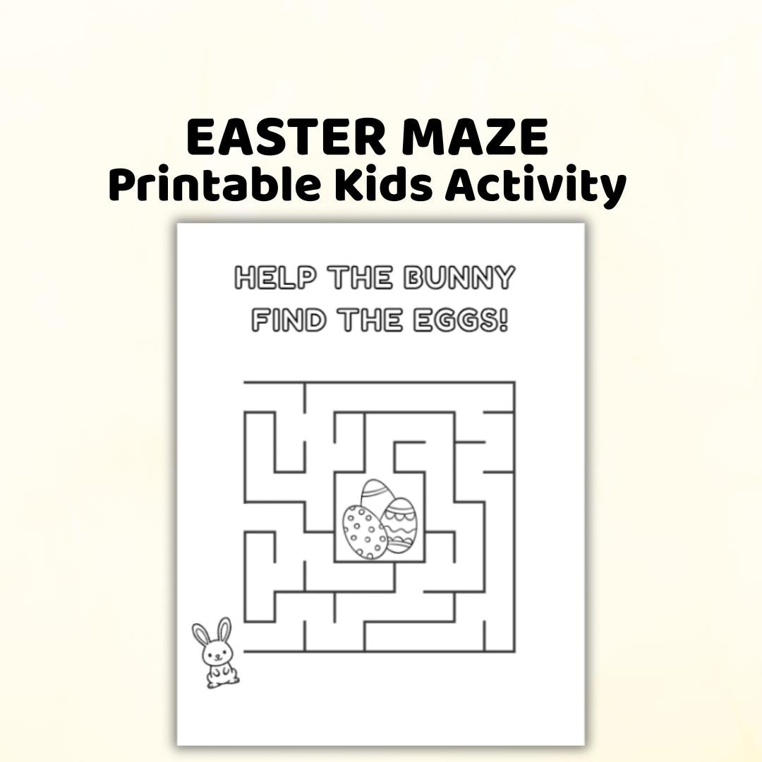 Easter Maze Printable Activity for Kids, Bunny Egg Hunt Game (digital ...