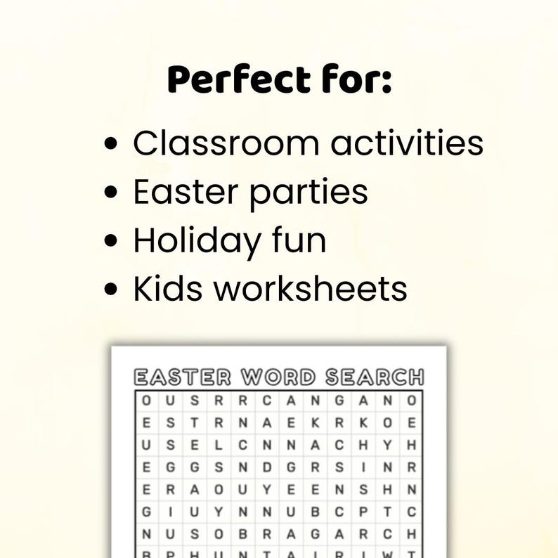 Easter Word Search Printable | Kids Classroom Activity (digital ...