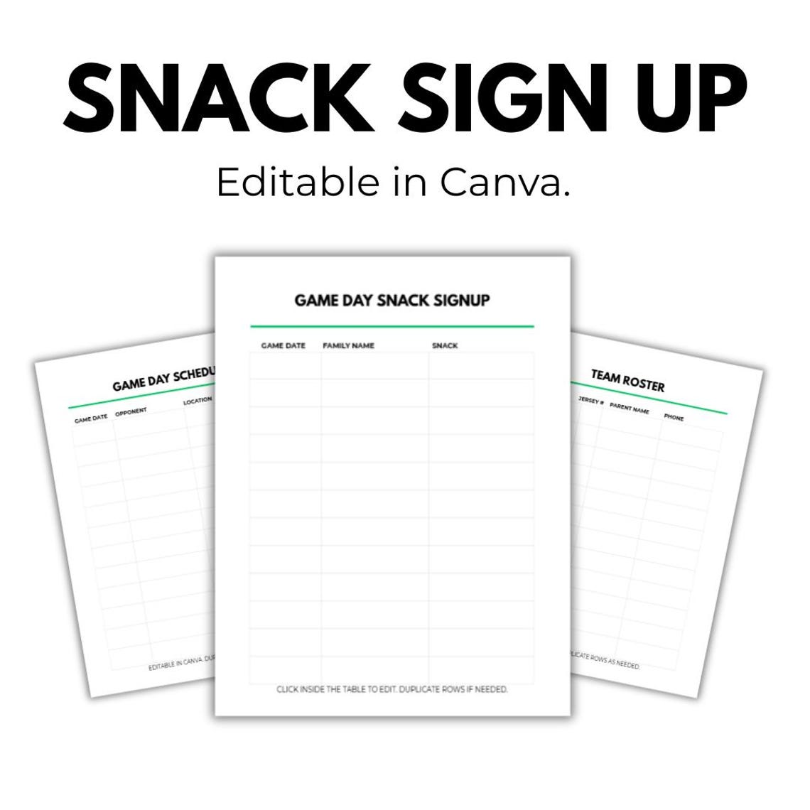 Youth Soccer Team Organizer Printable Pack, Snack Signup, Team Roster ...