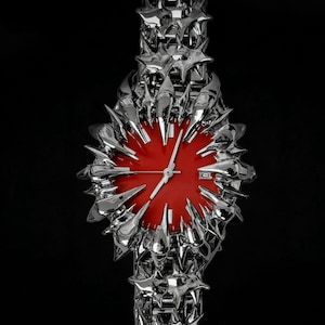 Lödad stil Spiked Watch, Gothic rostfritt stål röd urtavla