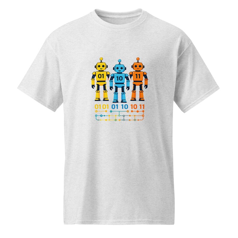 Funny Programmer Robot Binary 01 10 11 Coding Bots T-Shirt, Computer Science Student Gift, Geek Nerd Robot Graphic Tee