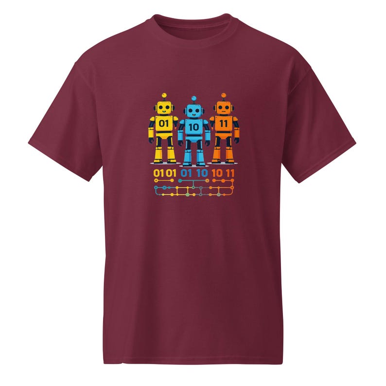 Funny Programmer Robot Binary 01 10 11 Coding Bots T-Shirt, Computer Science Student Gift, Geek Nerd Robot Graphic Tee