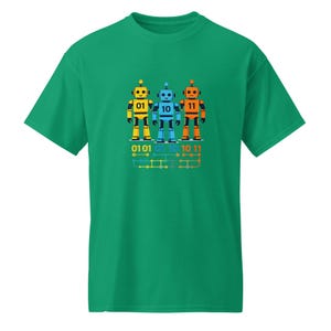 Funny Programmer Robot Binary 01 10 11 Coding Bots T-Shirt, Computer Science Student Gift, Geek Nerd Robot Graphic Tee