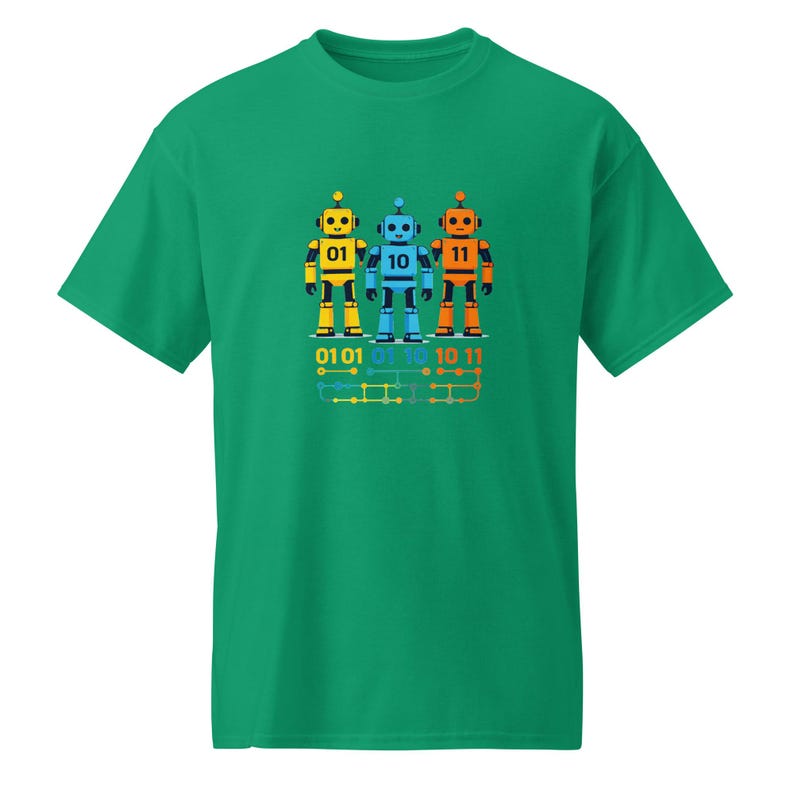 Funny Programmer Robot Binary 01 10 11 Coding Bots T-Shirt, Computer Science Student Gift, Geek Nerd Robot Graphic Tee