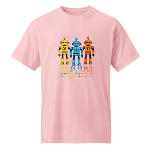 Funny Programmer Robot Binary 01 10 11 Coding Bots T-Shirt, Computer Science Student Gift, Geek Nerd Robot Graphic Tee