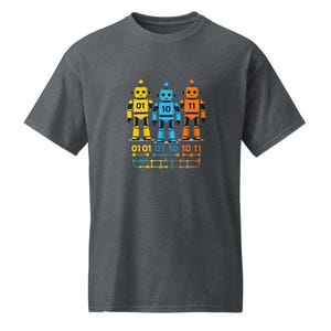 Funny Programmer Robot Binary 01 10 11 Coding Bots T-Shirt, Computer Science Student Gift, Geek Nerd Robot Graphic Tee