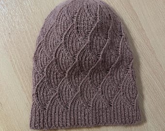Leaf Cable Beanie Knitting Pattern - Seamless Textured Hat Design