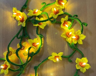 Blooming Crochet Narcissus Fairy Lights