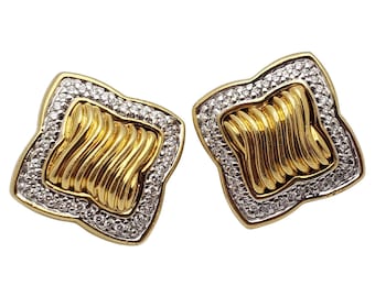 David Yurman Quatrefoil 18k Yellow Gold Diamond Earrings