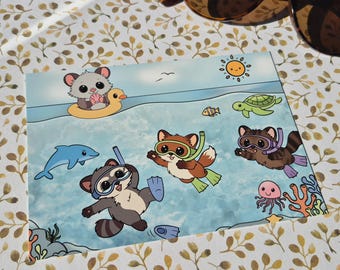 Ansichtkaart Chaos Crew Sea Adventure – A6-kaart met dieren, postkaart, postkaart, penvriend, zomercollectie