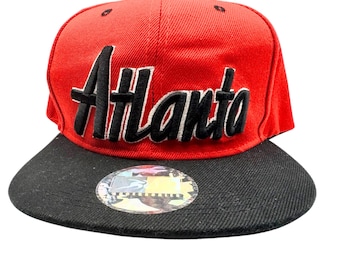 Atlanta City Basebollkeps Röd Svart Justerbar Strapback Hatt Sport Resor Casual Streetwear Klassisk Urban Style Keps