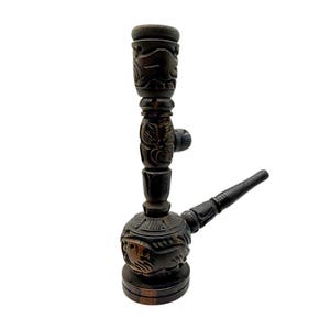 Carved Wooden Hookah Pipe, Handmade Mini Shisha, Antique Style Wood Smoking Pipe, Boho Decor Gift