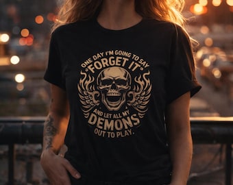 Camiseta gráfica Skull Demons: mezcla de algodón que absorbe la humedad