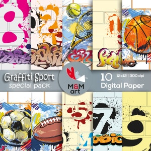 Print Graffiti  Sport Special Pack Download Digital Backdrop Textures ,Scrapbooking Paper,Invites,Cardmaking 12x12 inches Download Printable