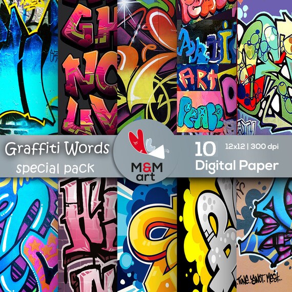 Print Graffiti Words Special Pack Download Digital Backdrop Etsy