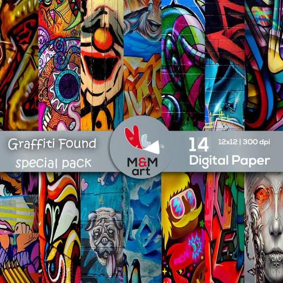 Print Graffiti Found 14 Background Paper Texture Nature Etsy