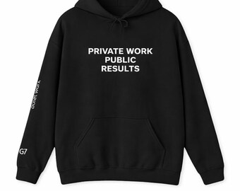 Moletom com Capuz "Trabalho Privado, Resultados Públicos" | Moletom Minimalista Motivacional