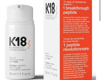K18 Leave-In Molecular Hair Mask, Repair Dry Damaged Hair, Bleach Treatment 50ml