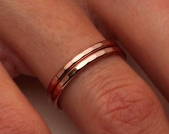 Hammered Rose Gold Ring, 14K Rose Gold Filled (551.rgf)