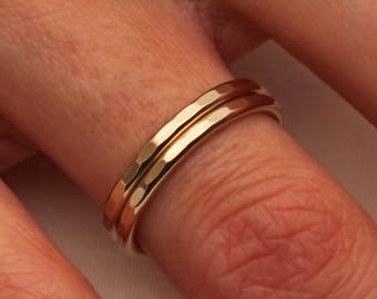 Hammered Gold Ring, 14K Yellow Gold Filled (551.ygf)