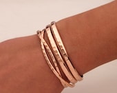Hammered Cuff Bracelets, 14K Rose Gold Filled