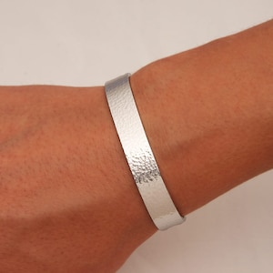 Wide Hammered Cuff Bracelet, Sterling Silver