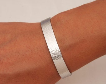 Wide Hammered Cuff Bracelet, Sterling Silver