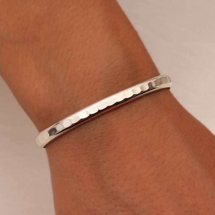 Thick Hammered Cuff Bracelet Sterling Silver 352.s Etsy Denmark