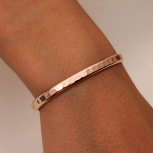 Thick Hammered Cuff Bracelet, 14K Rose Gold Filled (352.rgf)