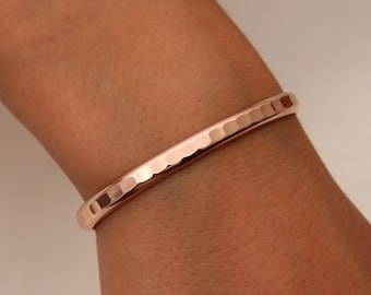 Thick Hammered Cuff Bracelet, 14K Rose Gold Filled (352.rgf)