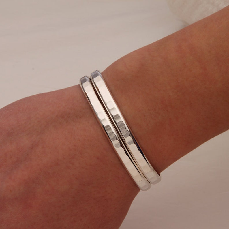 Thick Hammered Cuff Bracelets Sterling Silver Etsy Canada