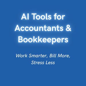 May include: A blue graphic with white text that reads "AI Tools for Accountants & Bookkeepers." Below, it says "Work Smarter, Bill More, Stress Less." The author's name, "L. Vitali," is at the top.