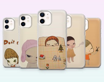 Yoshitomo Nara Phone Case Japanese Doll Art Cover voor iPhone 17, 16, 15, 14, 13, 12, Samsung S26, S25, S24, S23, A16, A56, Pixel 10, 9Pro