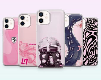 Pink F1 Phone Case Formula 1 Car Racing Cover for iPhone 17, 16, 15, 14, 13, 12, Samsung S26, S25, S24, S23, A16, A56, Pixel 10, 9Pro
