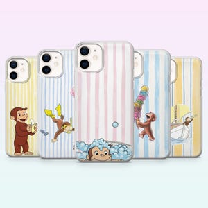 Mobilskal med nyfiken apa och tecknad film, nyfiken George, för iPhone 17, 16, 15, 14, 13, 12, Samsung S26, S25, S24, S23, A16, A56, Pixel 10, 9A