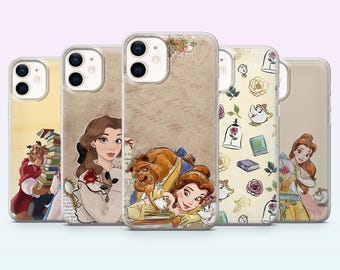 Funda para teléfono Bella Disney con diseño de princesa de dibujos animados para iPhone 17, 16, 15, 14, 13, 12, Samsung S26, S25, S24, S23, A16, A56, Pixel 10, 9Pro