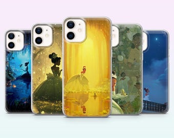 Prinses Tiana telefoonhoesje Disney kikker cartoon hoes voor iPhone 17, 16, 15, 14, 13, 12, Samsung S26, S25, S24, S23, A16, A56, Pixel 10, 9Pro