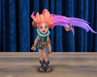 League of Legends Zoe Figure, Hand Painted LoL Champion Statue, 3D Printed Gamer Desk Decor, Custom Fantasy Collectible