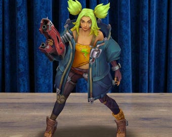 League of Legends Zeri Figure, Hand Painted LoL Champion Statue, 3D Printed Gamer Desk Decor, Custom Fantasy Collectible