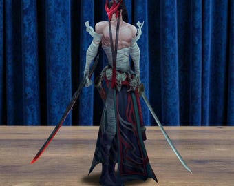 Yone Figure, League of Legends Figurine, Hand Painted Yone Statue, LOL Collectible, Dual Sword Resin Figure, Gaming Desk Decor