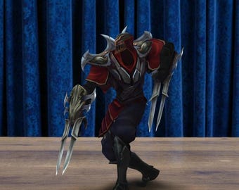 League of Legends Zed Figure, Hand Painted LoL Champion Statue, 3D Printed Gamer Desk Decor, Custom Fantasy Collectible