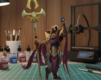 Azir Figure, League of Legends Statue, Hand Painted Fantasy Emperor Figurine, Gamer Desk Decor, Collectible Display