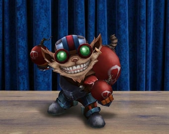 League of Legends Ziggs Figure, Hand Painted LoL Champion Statue, 3D Printed Gamer Desk Decor, Custom Fantasy Collectible