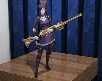 Caitlyn Figure Statue, League of Legends Figurine, Hand Painted Sniper Character, Gaming Collectible, Fantasy Desk Decor