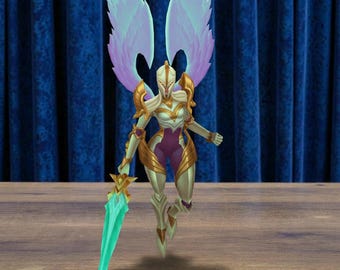 Kayle Figurine, League of Legends Statue, Angel Warrior Figure, Hand Painted Fantasy Collectible, Gaming Desk Decor