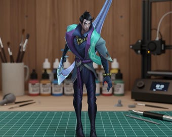 Aphelios Figure, League of Legends Statue, Hand Painted Gamer Collectible, Fantasy Desk Decor, Moon Weapon Champion