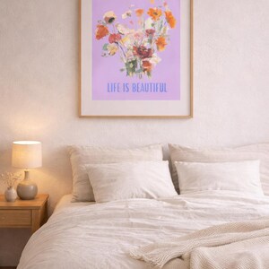 Try and Error Beautiful Life– flower Wall Art – Mindful Living Decor – Digital Download Poster – Minimalist Print Muttertag