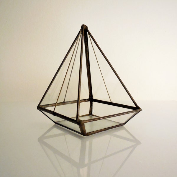 Terrarium, Klarglas Pflanzer moderne industrielle geometrische Pflanzer, Pyramide Pflanze Inhaber.